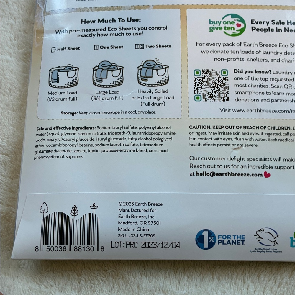 Earth Breeze ECO Laundry Soap Sheets - Picture 3 of 3
